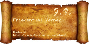 Friedenthal Verner névjegykártya